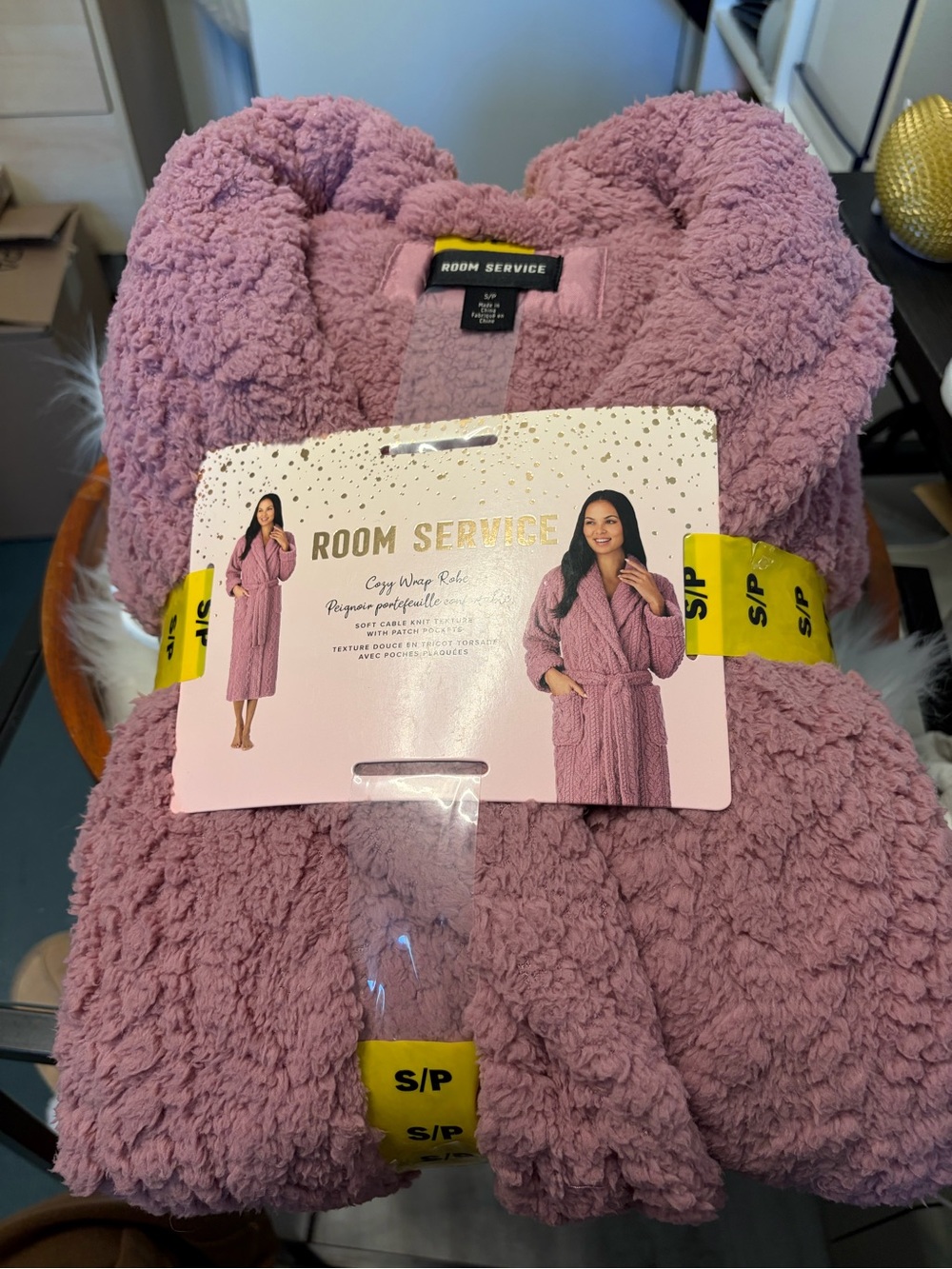 NWT Room Service Plush Wrap Robe - Dusty Rose (S/P)